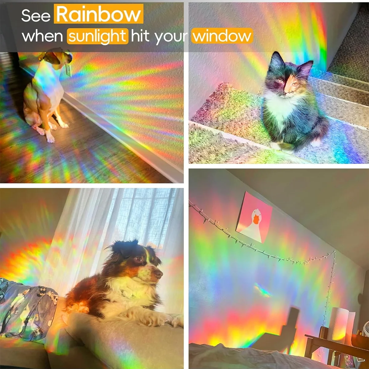 Regenbogen-Blumen-Sonnenfänger, Sichtschutzfolie, UV-Schutz, Glas, statisch haftendes Dekor für Badezimmertür, Küche – Detail 5