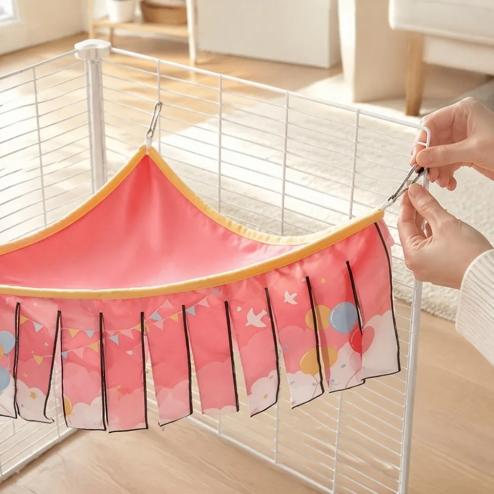 Triangle Shape Double Layer Tassel Nest Waterproof Cute Guinea Pig Pet Tent Soft Comfortable Breathable Pet Hammock Hamster