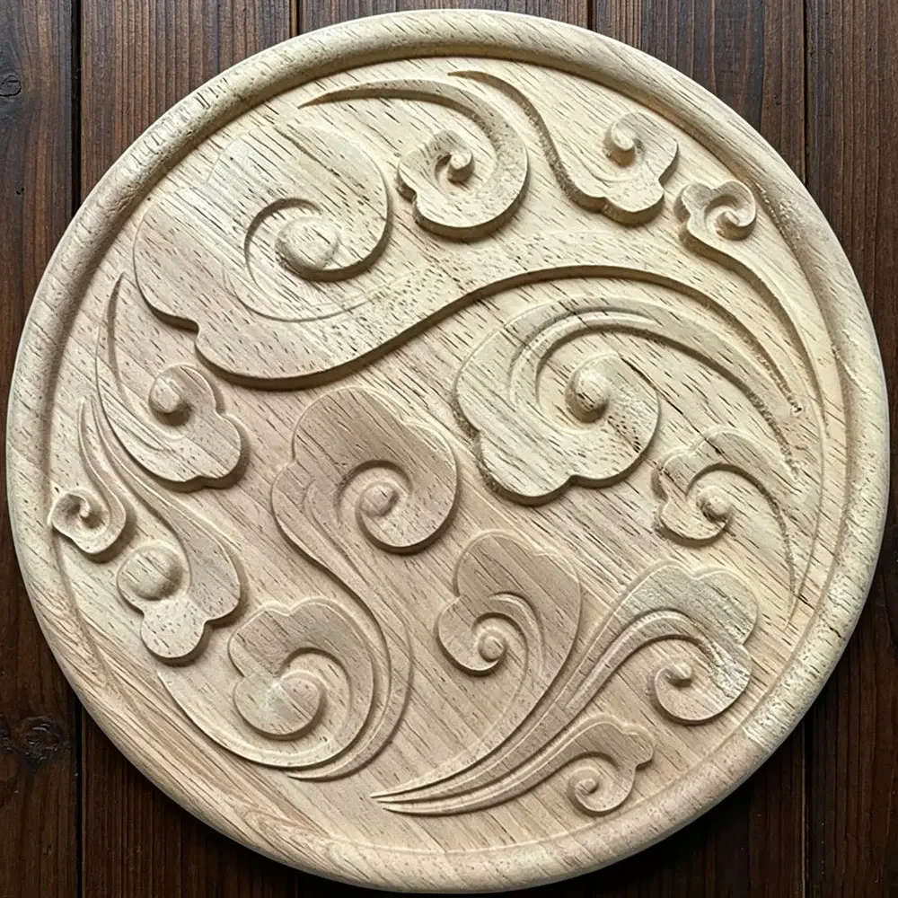 20cm Vintage Unpainted Wood Carved Decal Corner Onlay Applique Frame for Home Furniture Wall Cabinet Door Decor Crafts