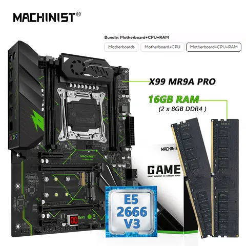MACHINIST MR9A PRO X99 마더보드 콤보 키트(Xeon E5 2666 V3 CPU 및 DDR4 32GB RAM 메모리 세트 4채널 ATX 포함)
