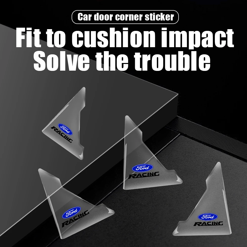 4PCS Silicone Car Badge Door Corner Cover Bumper Crash Scratch Protector For Ford Focus mk2 3 Mustang Ranger Fusion Mondeo mk4