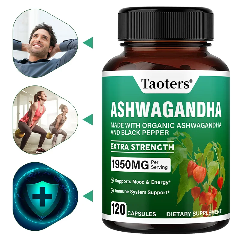 

Органические капсулы Ashwagandha — с черным перцем — мышечная месса, выносливость и производительность, пополняет энергию, улучшает настроение