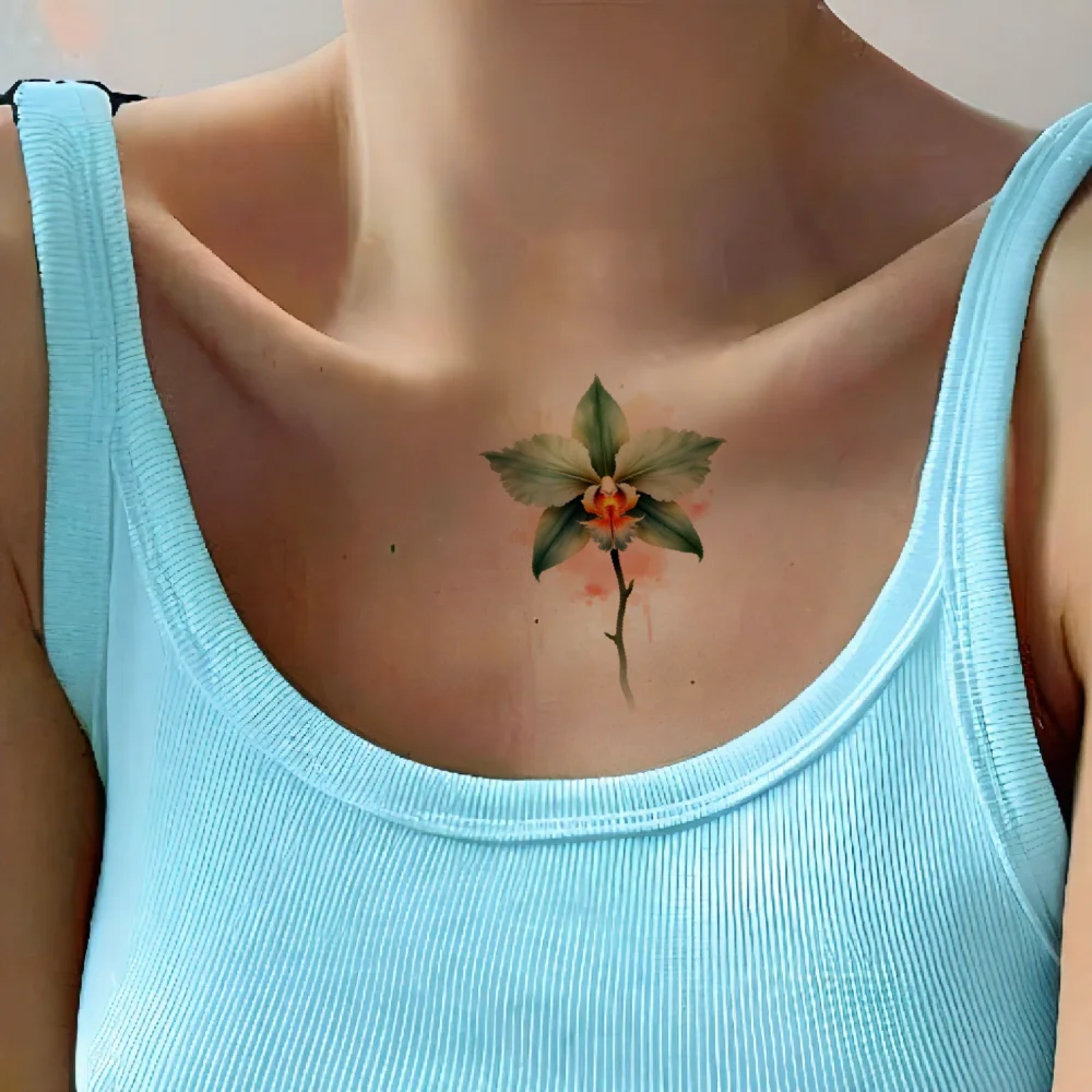 9 stücke Temporäre Tattoo Orchidee Designs Temporäre Tattoo Aufkleber Floral Tattoos Wasserdicht Langlebige Körper Aufkleber Für Damen