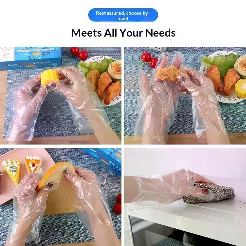 Clear Disposable Gloves Transparent Plastic Gloves Latex Free Food Prep Safe Gloves For Cooking Cleaning BBQ Kitchen Things