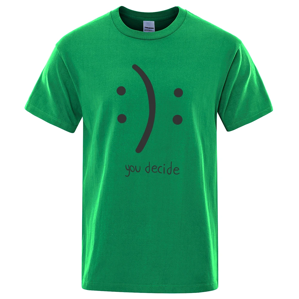 Happy And Sad You Decide T-Shirts für Herren, modisch, lockere T-Shirts, atmungsaktive Sommer-T-Shirts, Baumwolle, Übergröße, Übergröße, Herren-T-Shirt
