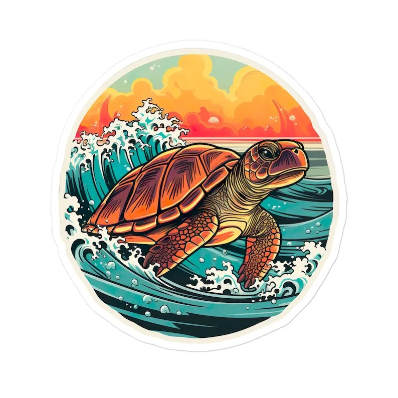 

Surfing Turtle Sticker for Laptop Hydroflask Car WINDSHIELD SUNSHADES Auto Interior Motorcycles Electric Assecories Supplies