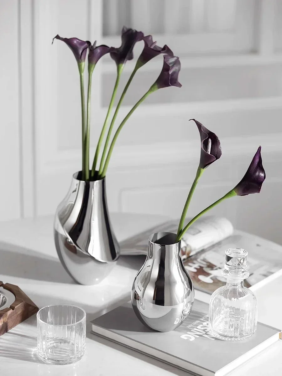 New Nordic Small Vase For Dinner Table Decoration, Home Stainless Steel Flower Vases, Room Decor, Wedding Graduation Gifts
