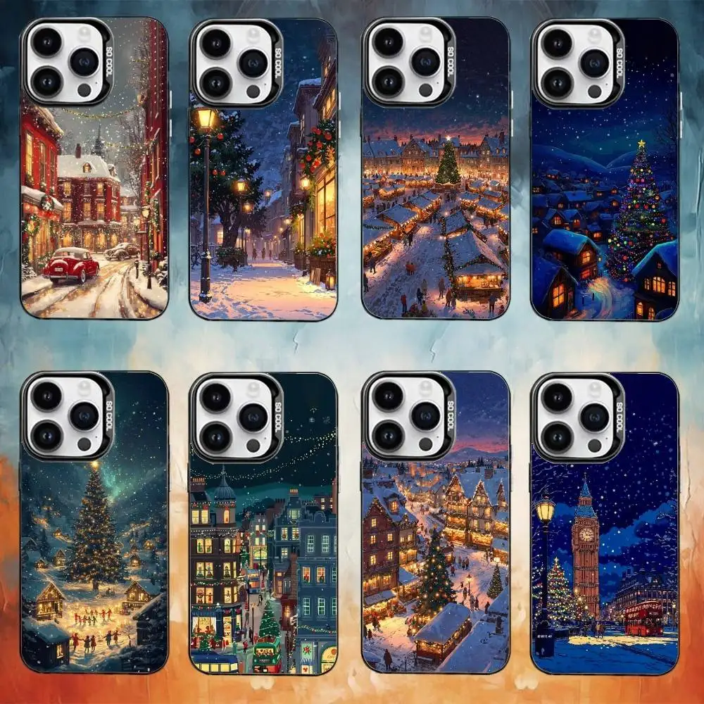 

Cute Winter Snow christmas Phone Case For iPhone17,16,15,14,13,12,11 Plus,Pro Max Black Candy Matte Shockproof Cover
