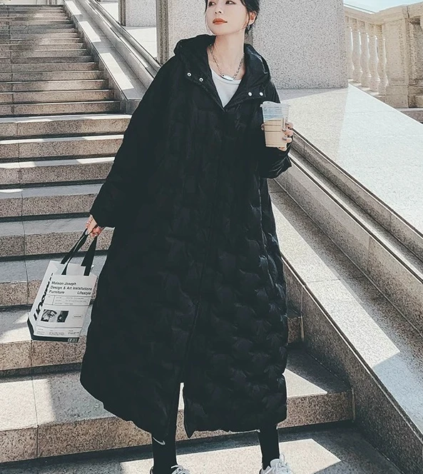 Winter New Women's Down Cotton Jacket Loose Hooded Long Windproof Oversized Cotton Jacket