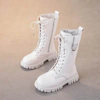 Elegant Zipper Baby Girl Casual Fashion Boots Autumn/winter Round Toe Warm Thick Sole Lace Comfortable Children's Midsole Boots 2