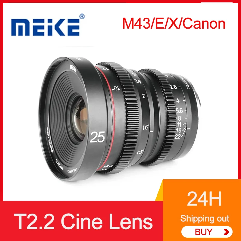 MEKE 16mm 12mm 35mm 50mm 65mm 85mm 25mm T2.2 Large Aperture Manual Focus Prime Cine Lens for Olympus M43 /Canon Fuji / Sony