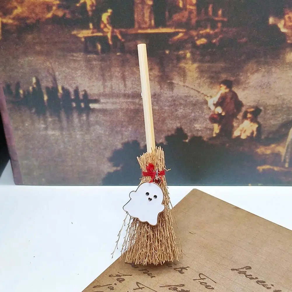 Mini Halloween Home Decor Mini Broom Pendant Mini Witch Broom Car Pendant Doll House Accessories Set for Halloween for Rearview