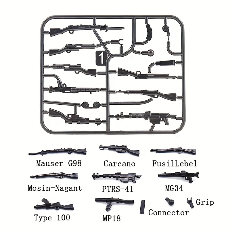 Minifigure Weapon Accessories Toy Set Moc WW2 Military Building Blocks Weapons Guns Equipment Birthday Gift For Boys