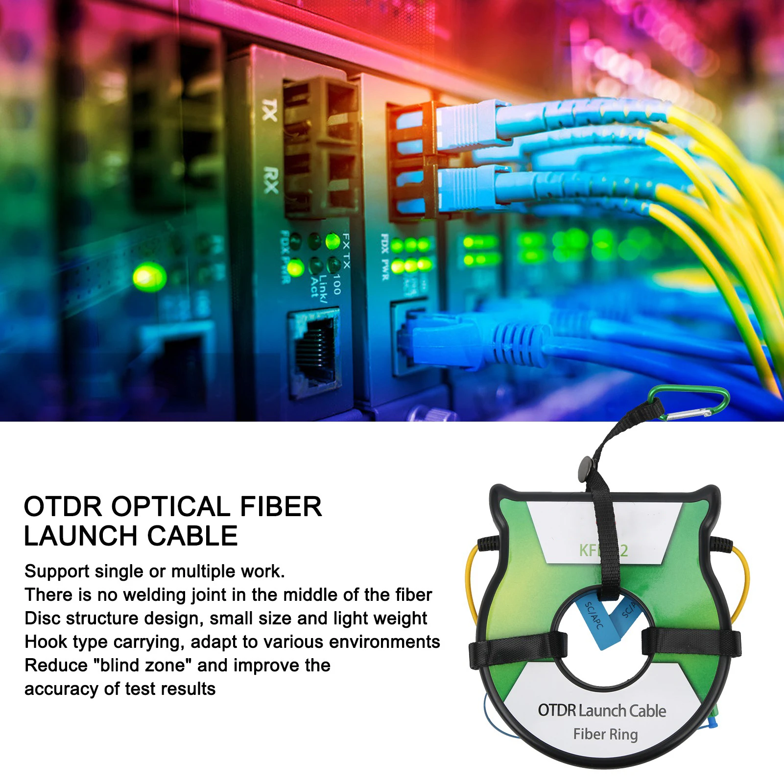 

OTDR Optical Fiber Launch Cable Singlemode 9/125um 500M OS2 SC/APC‑SC/APC Connector Adapter
