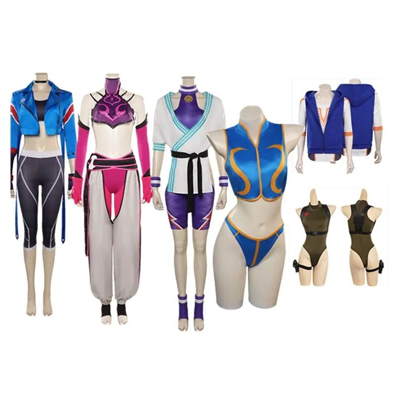 ChunLi Cammy Jamie Manon Cosplay Costume Coat Vest Pants Game Fighter 6 Women Men Outfits Full Set Halloween Carnival Party Suit