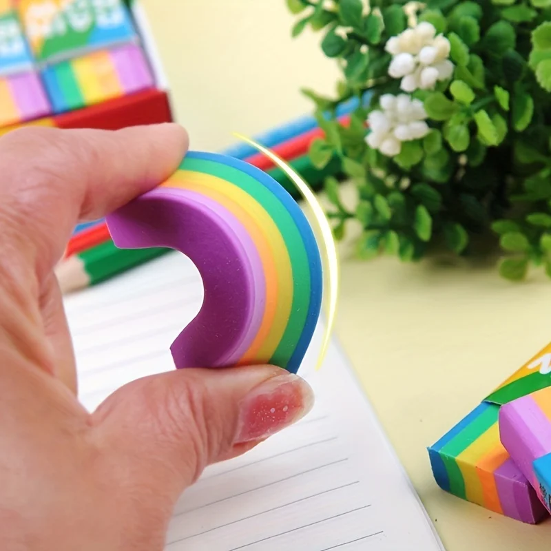 1 Pcs Rainbow Eraser Pencil Eraser Stationery Soft 2B Eraser Suitable for Office and School