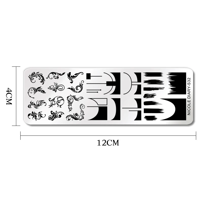 NICOLE DIARY z serii French Line płytki do tłoczenia paznokci geometria obraz liści kwiatowych szablon do polerowania pieczątka na paznokcie narzędzie do drukowania