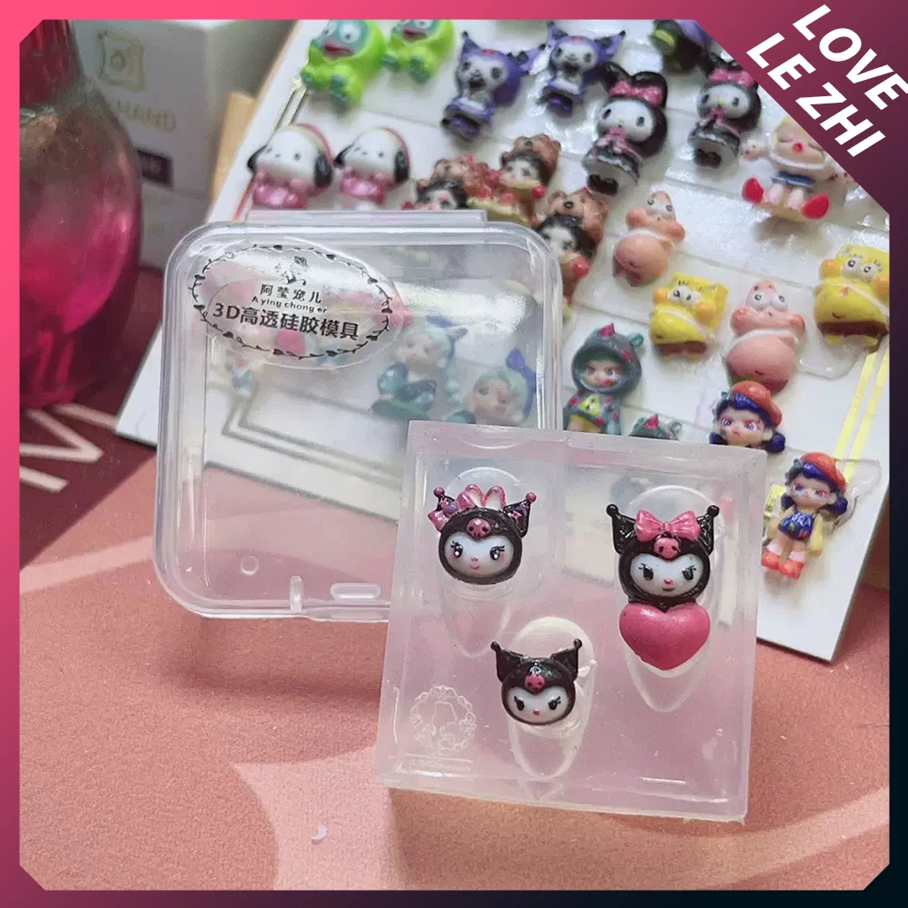 Sanrioed Hello Kittys Anime Nail Art Hars Siliconen Mal Diy Cute My Melodie Creatieve Boog Maken Tools Siliconen Gesneden Mal Kit