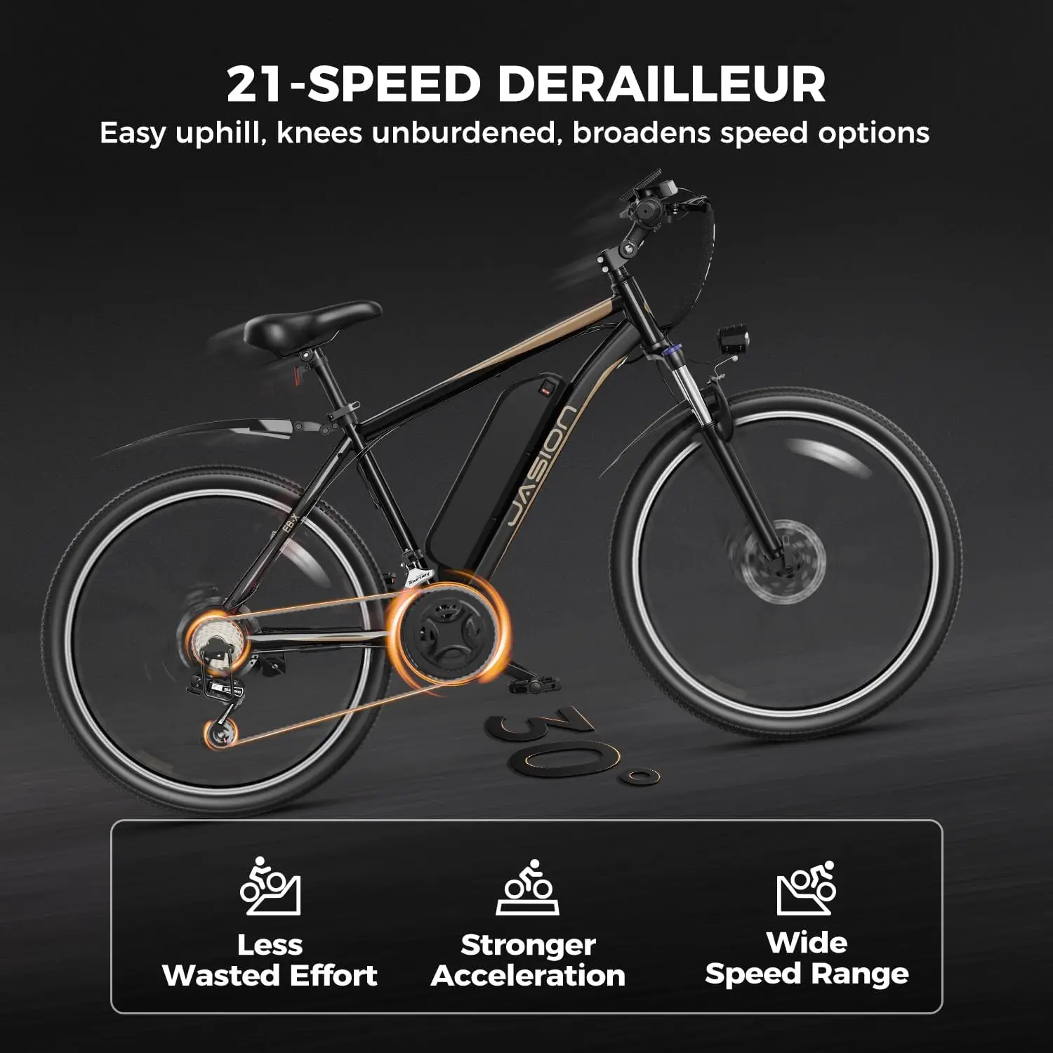 

Jasion EB-X 26" Electric Bike for Adults, [Peak 850W Brushless Motor][21 Speed Gear] 25MPH 55 Miles Ebike