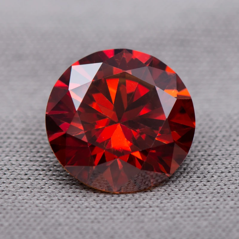 Moissanite Stone Garnet Red Color Round Cut with Certificate,Multiple Colors Available in 3-11mm Sizes Passes Diamond Tester