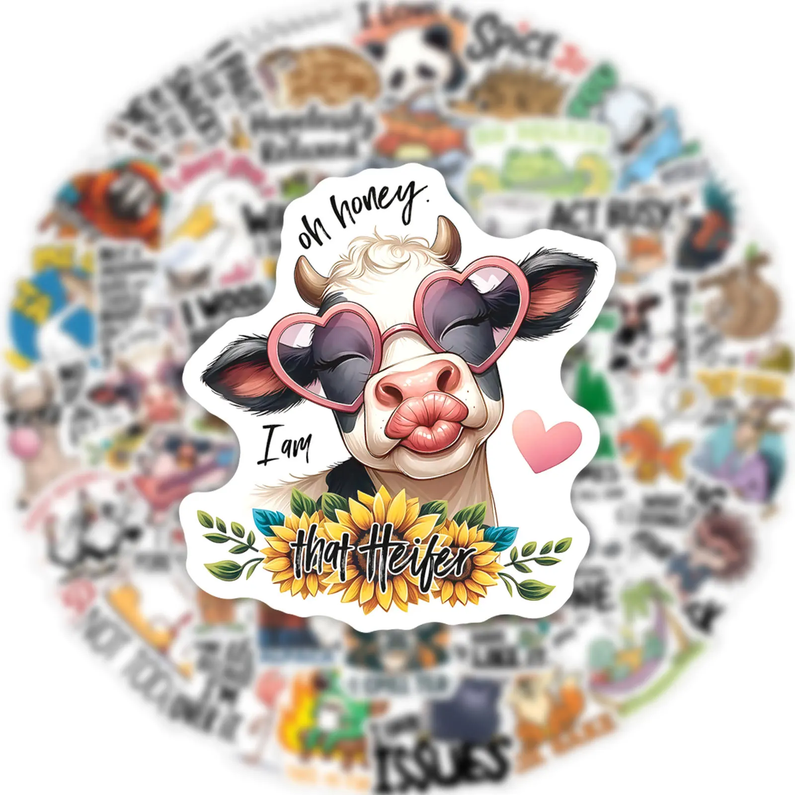 10/30/50 個クリエイティブで面白い英語動物落書きステッカーかわいい動物漫画デカールノートブック電話ギター冷蔵庫おもちゃ