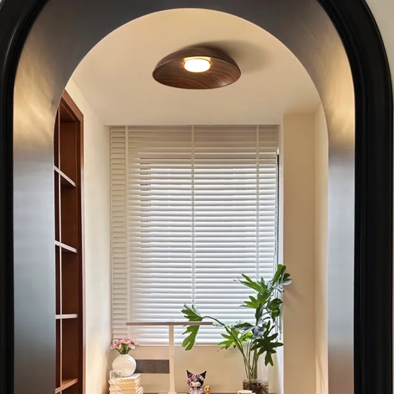 Luz minimalista moderna para pasillo, luz creativa para vestíbulo de entrada de grano de madera