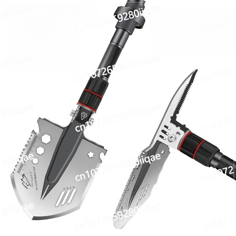 

Foldable Detachable Double Head Stainless Steel Military Shovel with Light Portable Multifunctional Engineer Shovel