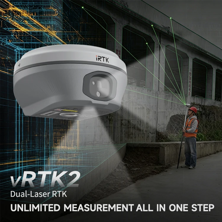 VRTK2 GNSS RTK Rover Receiver, Laser Dual Camera Visual Surveying Instrument For Topographic Map Surveying Tasks