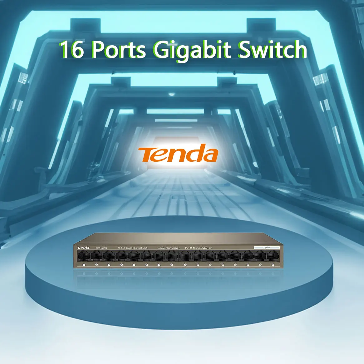 

Tenda 16 Port Gigabit Switch 10/100/1000Mbps Desktop Switch Hub Network Full/Half Duplex TEG1016M Vlan Ethernet Switch