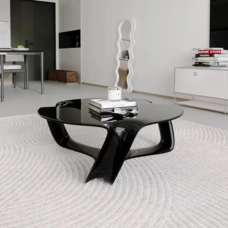 Designer special-shaped electroplating silver hollow cloud coffee table small apartment model house fiberglass irregular