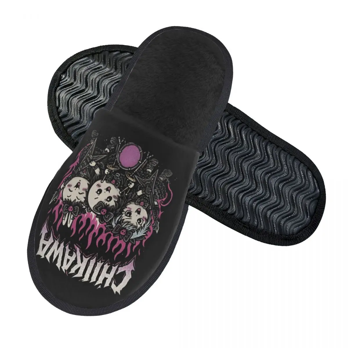 Heavy Metal Chiikawaes Usagi Hachiware House Slippers Anti Slip Cozy Memory Foam Cotton Slippers Indoor