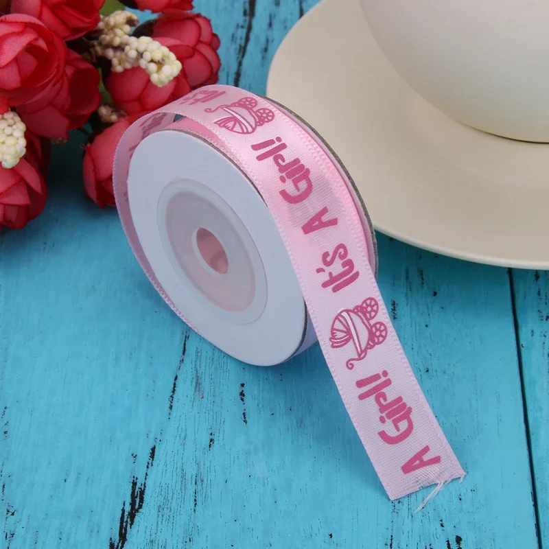 10 Yards Baby Junge Seine EIN Mädchen Satin Band DIY Karte Geschenk Verpackung Liefert Für kinder Baby Dusche Glücklich Geburtstag party Decor