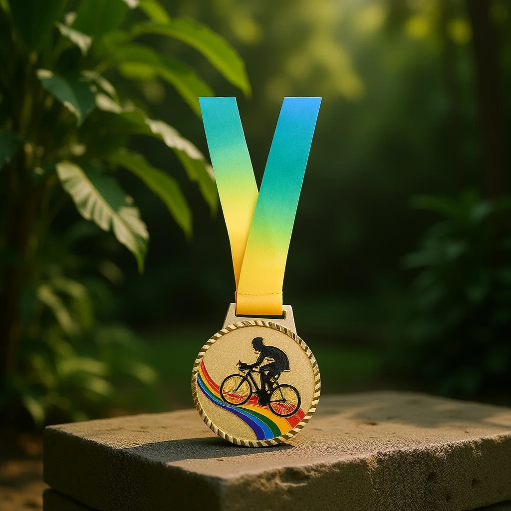 Gold Finish Zinc Alloy Cycling Medal for Racing Competitions and Sports Awards