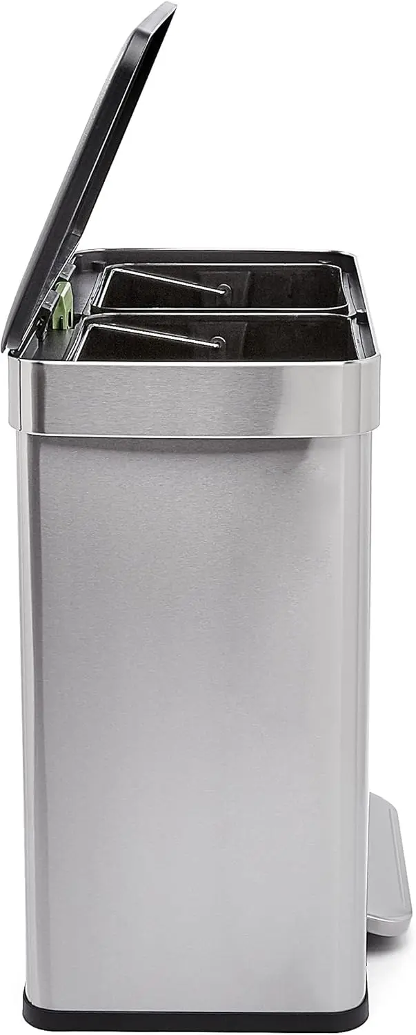 Basics Rectangular Recycling Trash Can with 2 Compartments 60 Liters