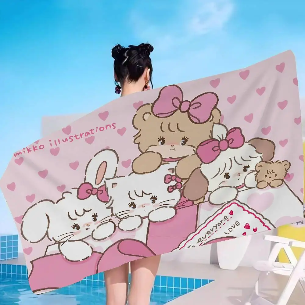 Cute Cartoon Mikko Cat Microfiber Beach Towel Absorbent Quick dry Soft Yoga Swimming Resort Mountain Climbing Towel