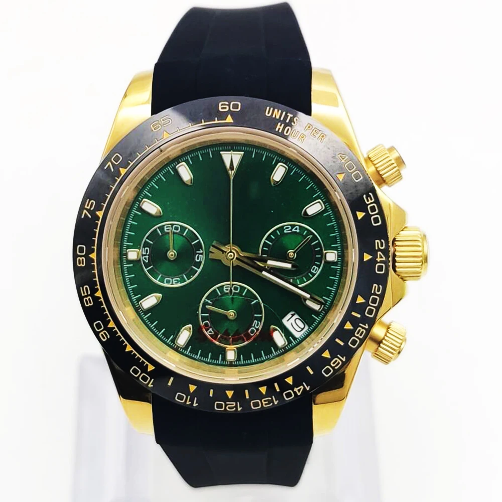

New VK64 39.5mm Chronograph Quartz Watch 316L Stainless Steel Luminous Fit VK64 Movement Watch Accessories Assembly