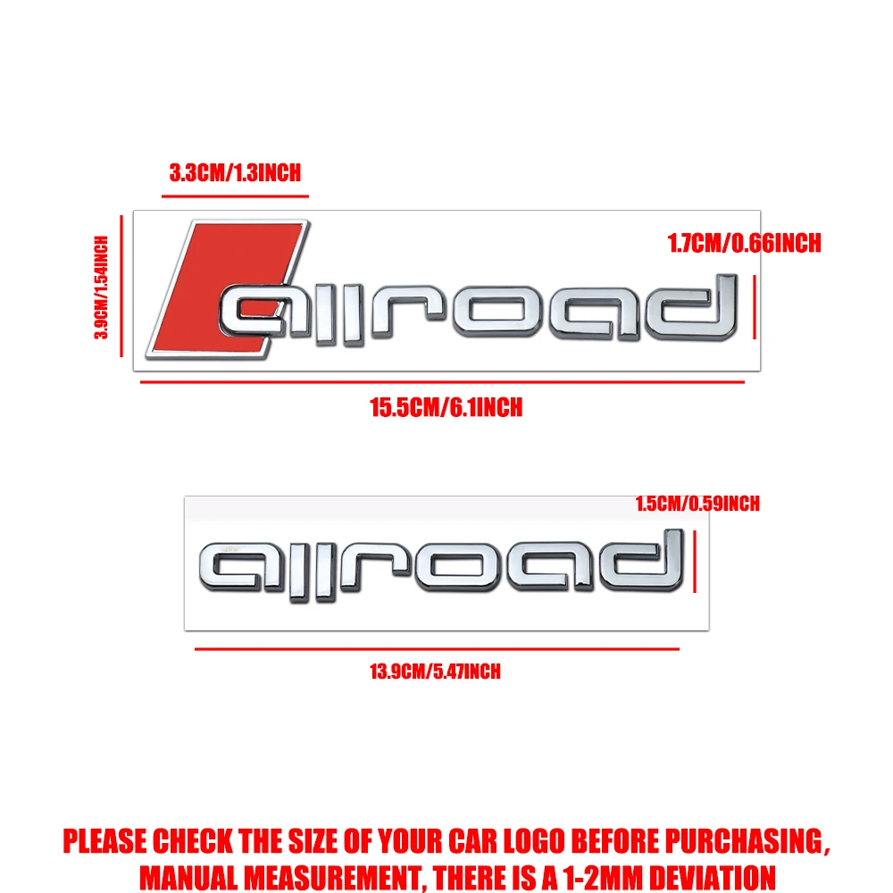 3D ABS Car Trunk Badge Allroad Emblem Logo Decoration Stickers For Audi A1 A3 A4 A5 A6 8P B5 B6 B7 B8 C5 C7 A7 A8 Q3 Q5 Q7 TT 8V - view 4