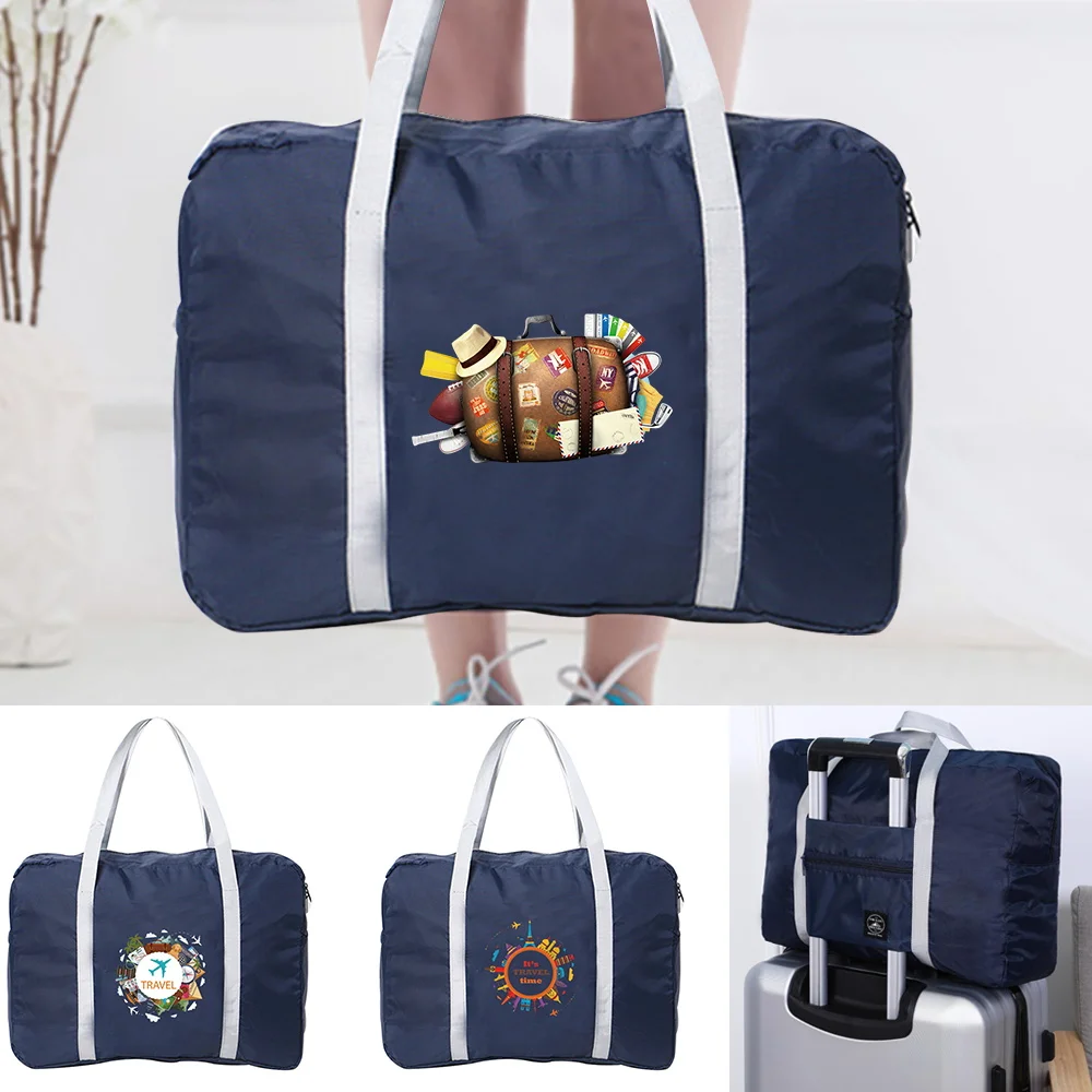 Fashion Large Capacity Travel Bag For Lady Men Weekend Organizer Tote Clothes Storage Folding Nylon Women Travel Bags printing