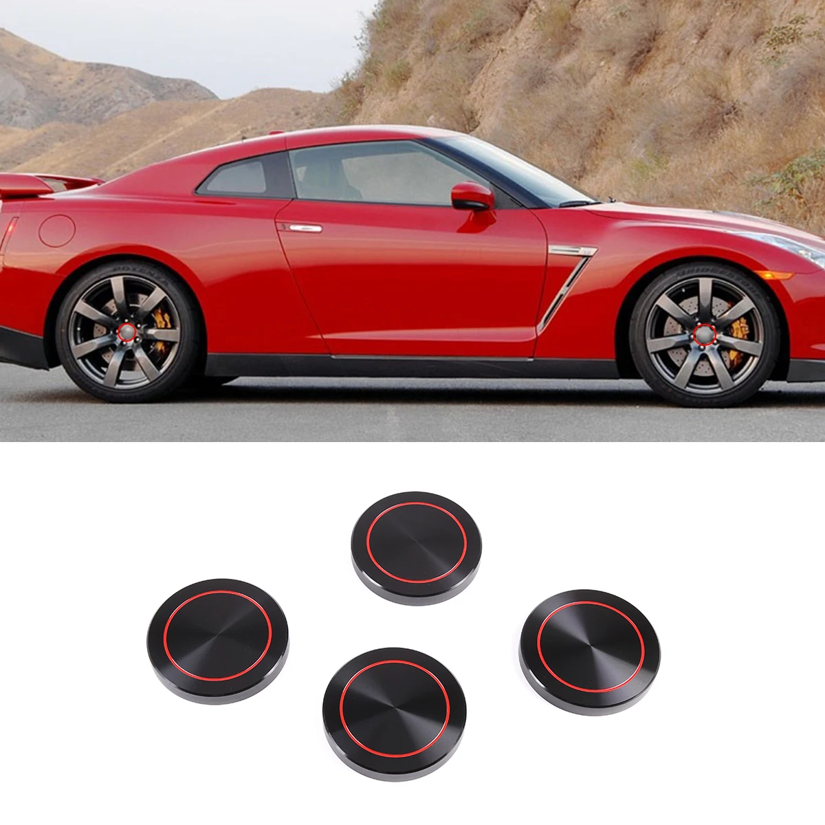 

For Nissan GTR R35 2008-2016 car styling Aluminum alloy Car Wheel Center Hub Cap Cover Emblem Sticker car Accessories