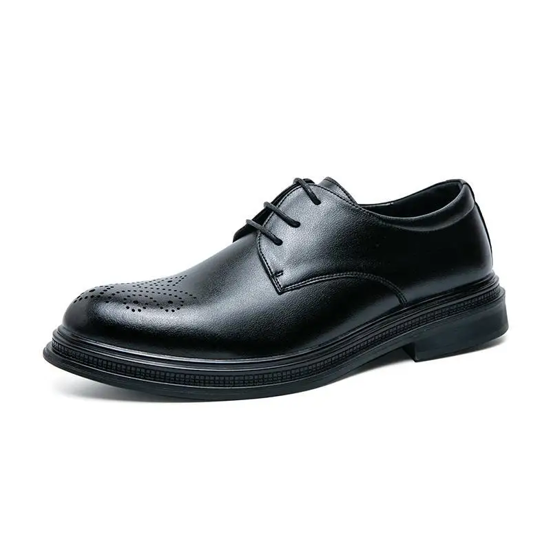 Sapatos de couro preto para adolescentes, sapatos masculinos de plataforma redonda, estilo coreano, verde britânico, terno de festa