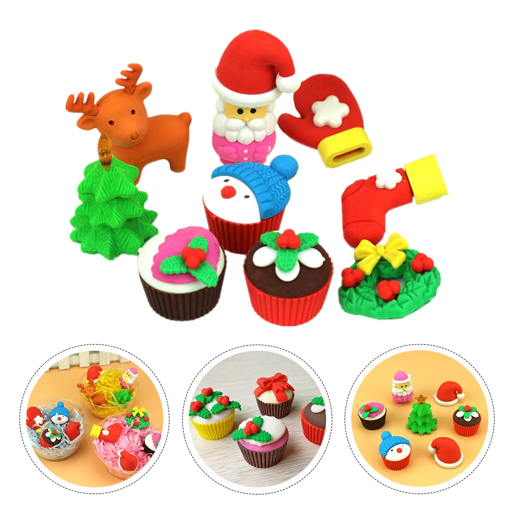

12Pcs Santa Claus Christmas Erasers Adorable Soft Rubber Erasers for School Students Kids Gifts Party Supplies