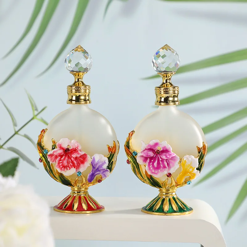 60 X15ml Vietnam Phalaenopsis Enamel Color Craft Refillable Glass Perfume Bottle Empty Metal Zinc Alloy Cosmetics Bottles