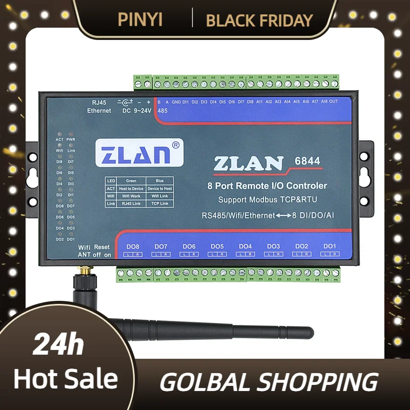 Modulo i/o originale ZLAN6844 8 canali AI DI DO WIFI + LAN + Modbus TCP RTU Raccoglitore dati controller IO remoto