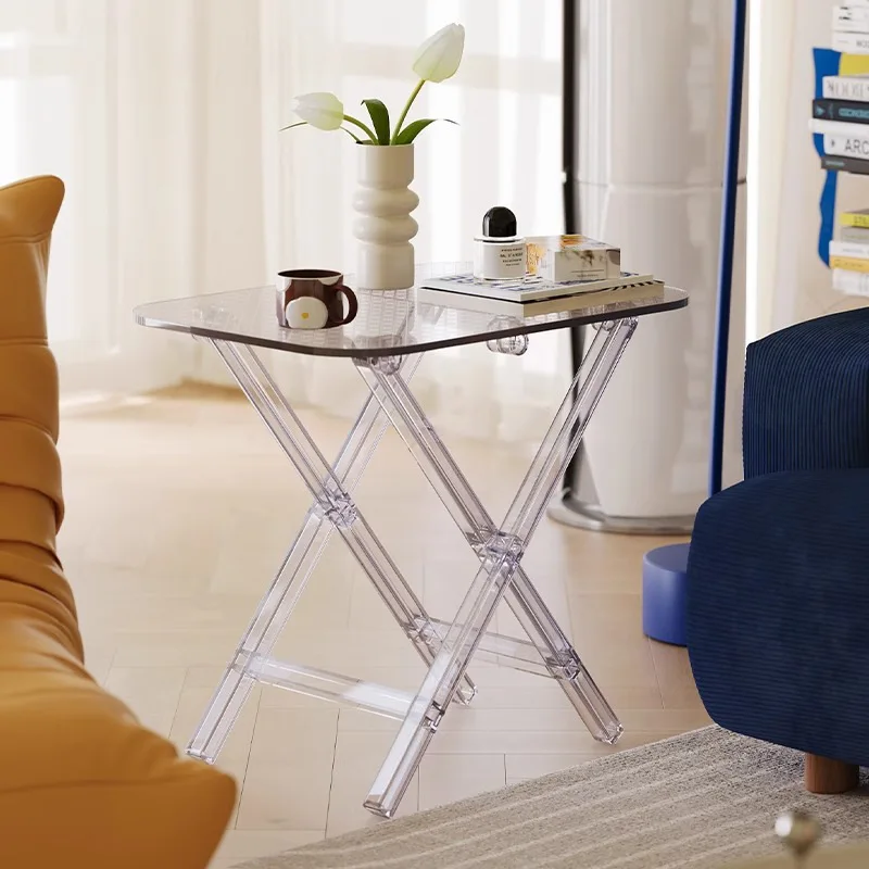 Folding table acrylic transparent Internet celebrity home coffee table storage small side table