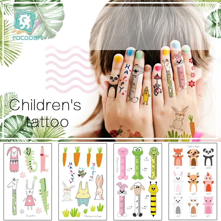 Rocooart New Finger Tattoo Fake Face Taty For Children Waterproof Temporary Tattoo Stickers Panda Pig Fox Tatuajes Kids Tatuagem