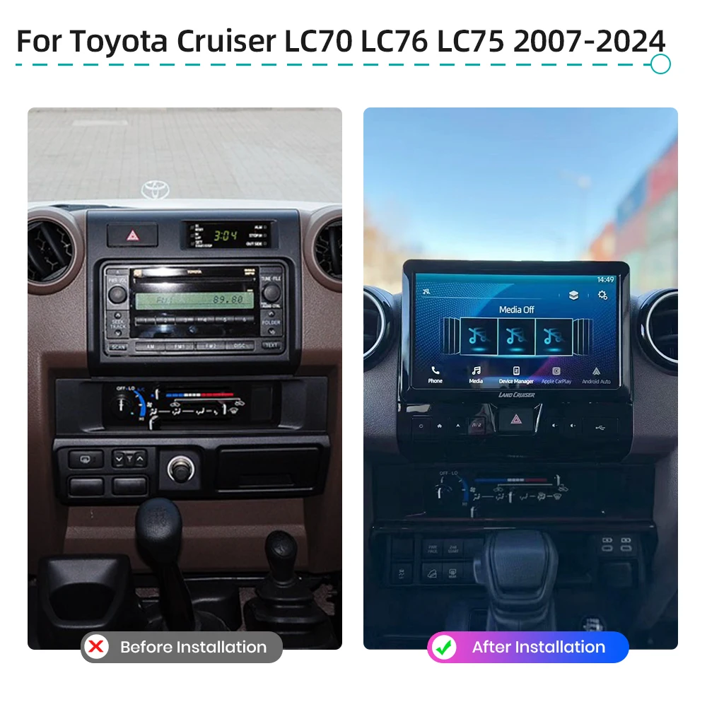 Android 13 Car Multimedia Player CarPlay GPS Navigation 4G WiFi Stereo DSP Car Radio For Toyota Cruiser LC70 LC76 LC75 2007-2024