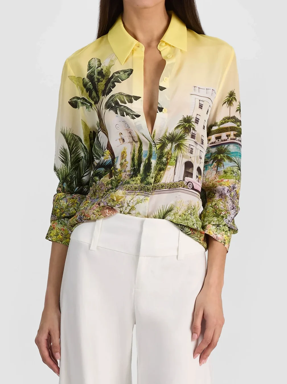 2026 100% Silk Women Print Blouse Single Breasted Turn-down Collar Long Sleeve Fashion Shirt