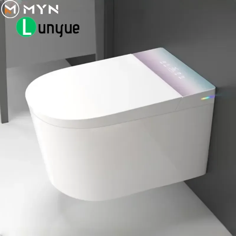 Modern White Ceramic Wall Mounted Smart Bidet Toilet Seat Automatic Heating Integrated Multi Functional Bathroom Fixture