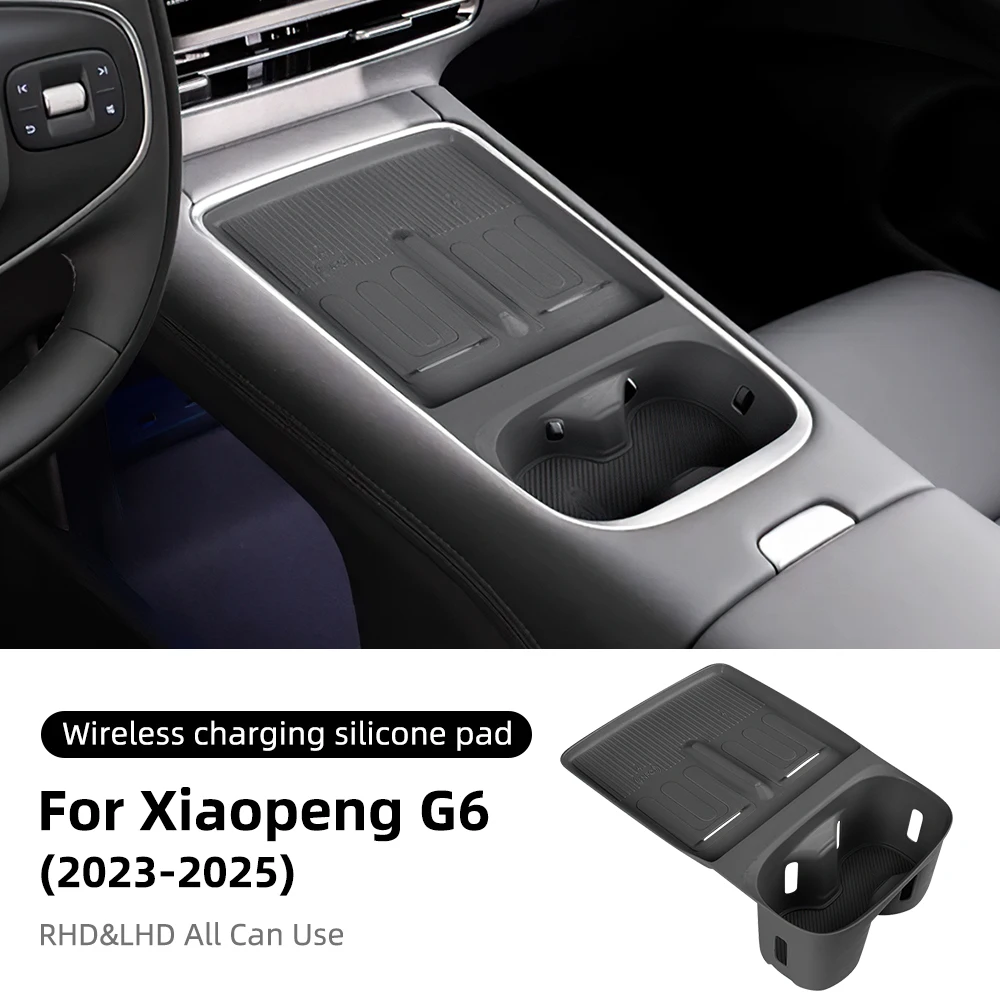 Removable Center Console Cup For Xpeng G6 2023 2024 2025 Holder Anti-Slip Waterproof Wireless Charging Silicone Pad Accessories
