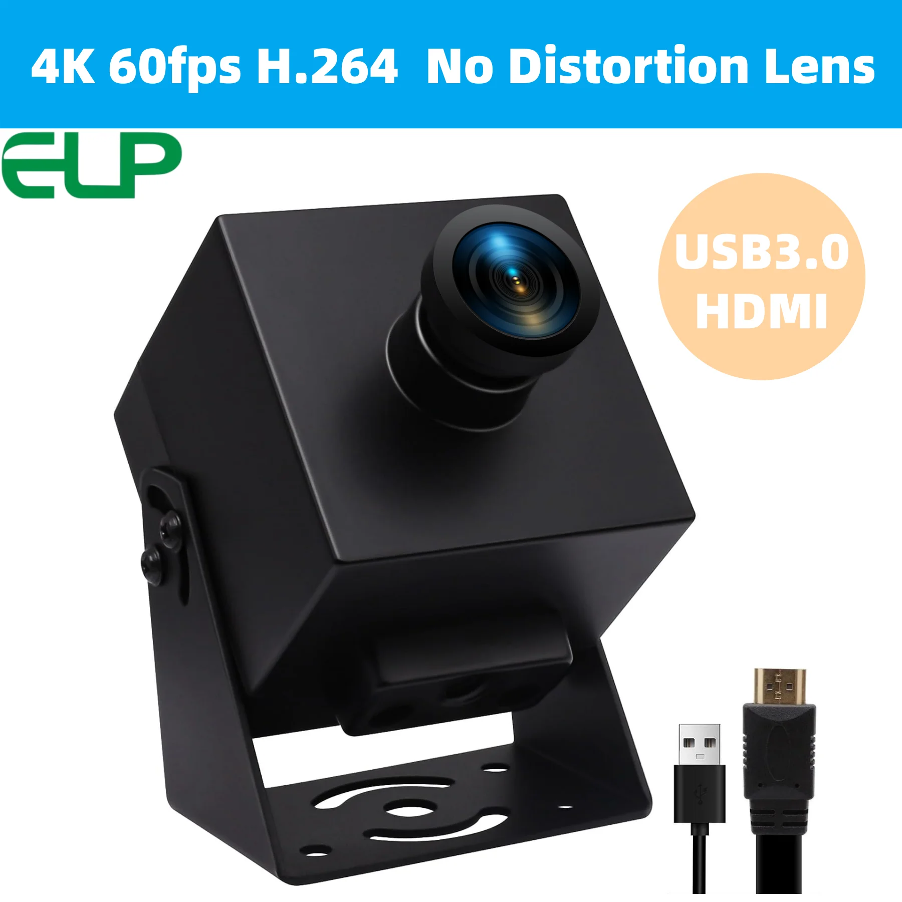ELP 4K 60fps UHD HDMI USB3.0 Camera Module,IMX415 Sensor H.264 No Distortion Lens UVC Plug & Play Webcam for Laptop Raspberry Pi